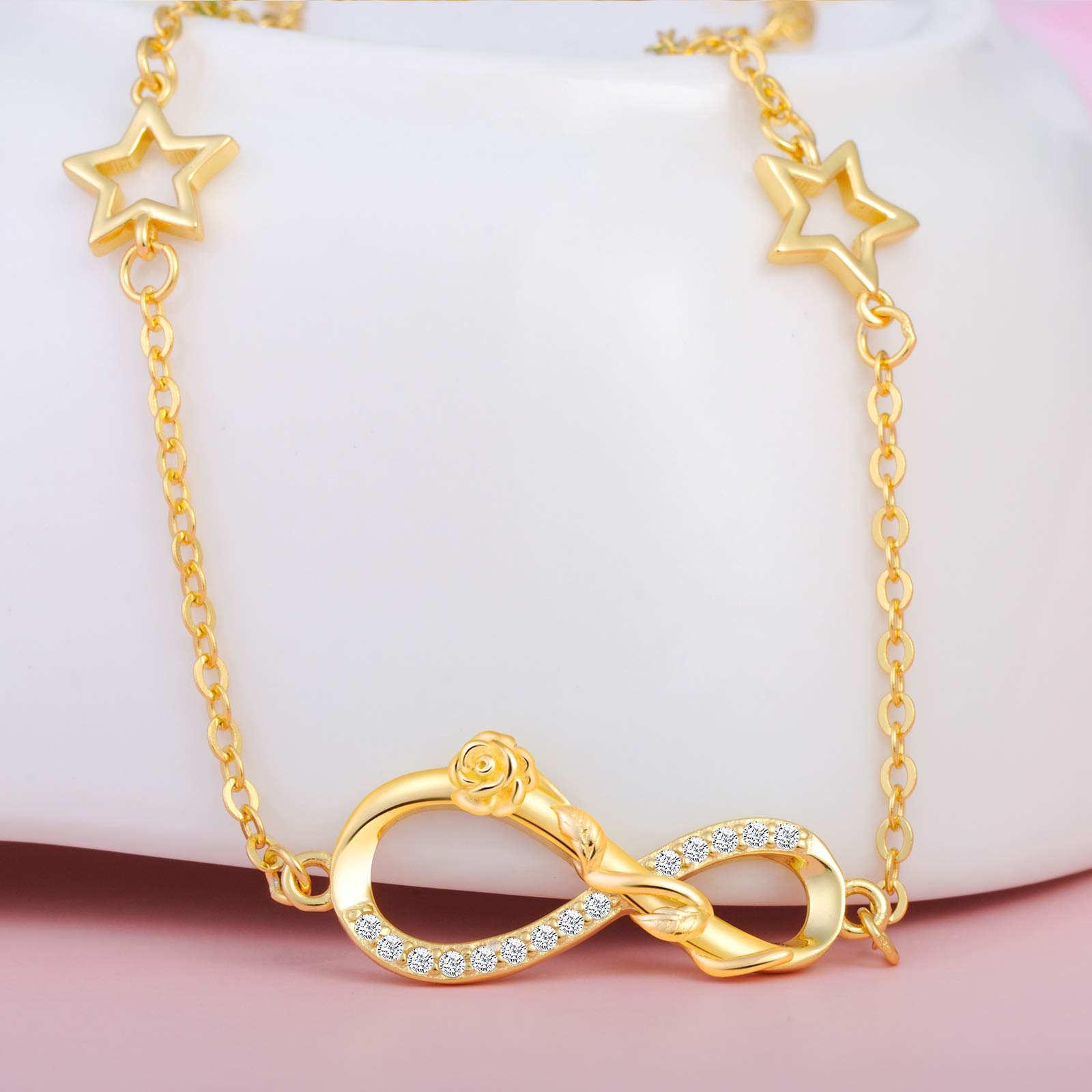 INFINIONLY Fashion Bracelets Bracciale Argento Stella Zirconi