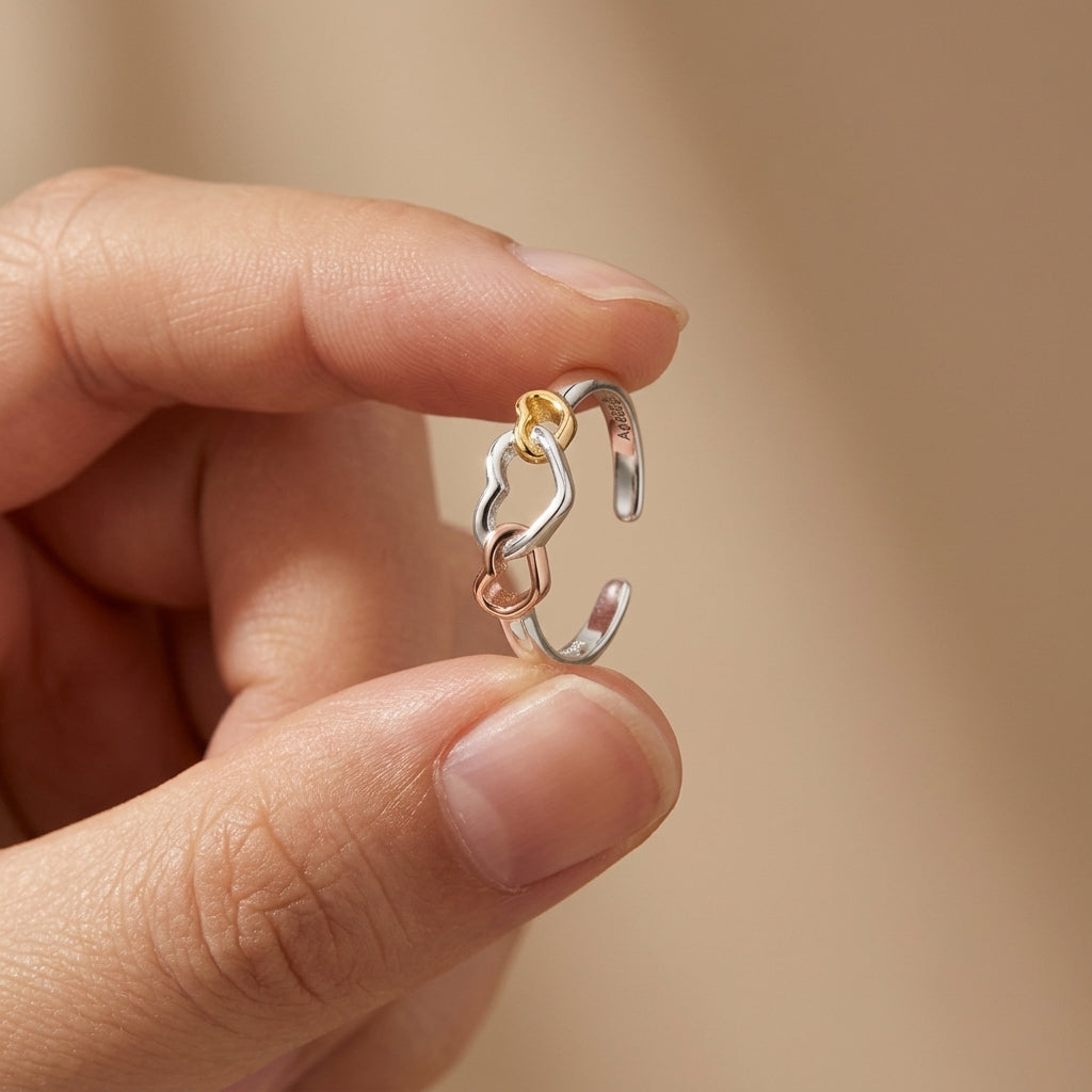 Engelsrufer With Love anello argento 925 tricolore 3 cuori