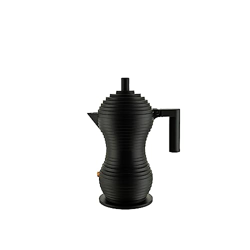 Alessi Pulcina MDL02/3 Moka Alluminio 3 Tazze Nera
