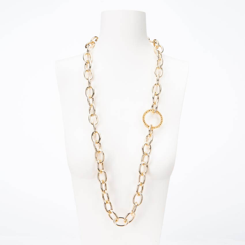 Chic Ad Hoc Collane lunga catena oro anelli ovali