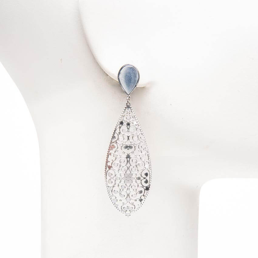 Chic Ad Hoc Orecchini perno goccia argento azzurro