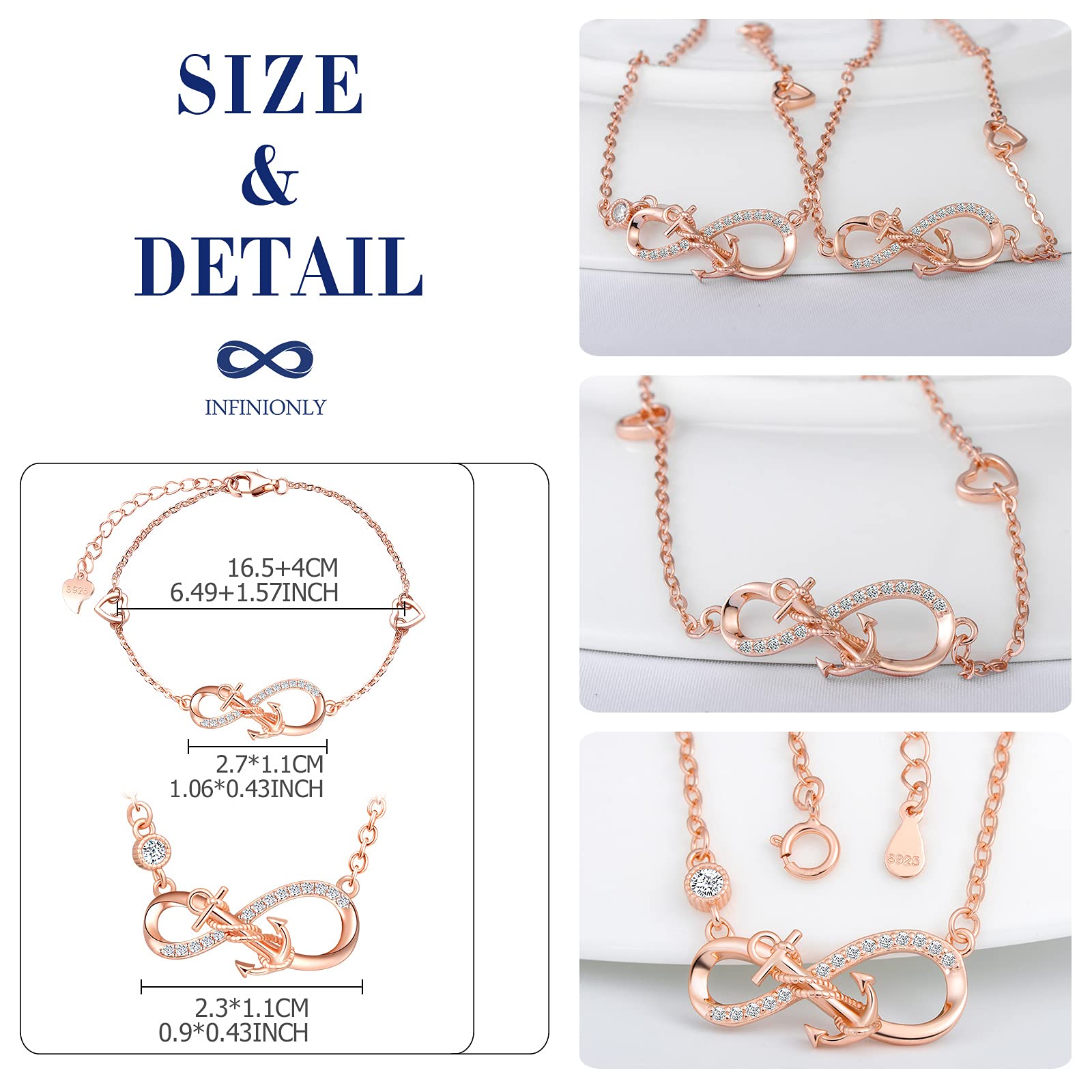 INFINIONLY Fashion Necklaces set gioielli B oro rosa