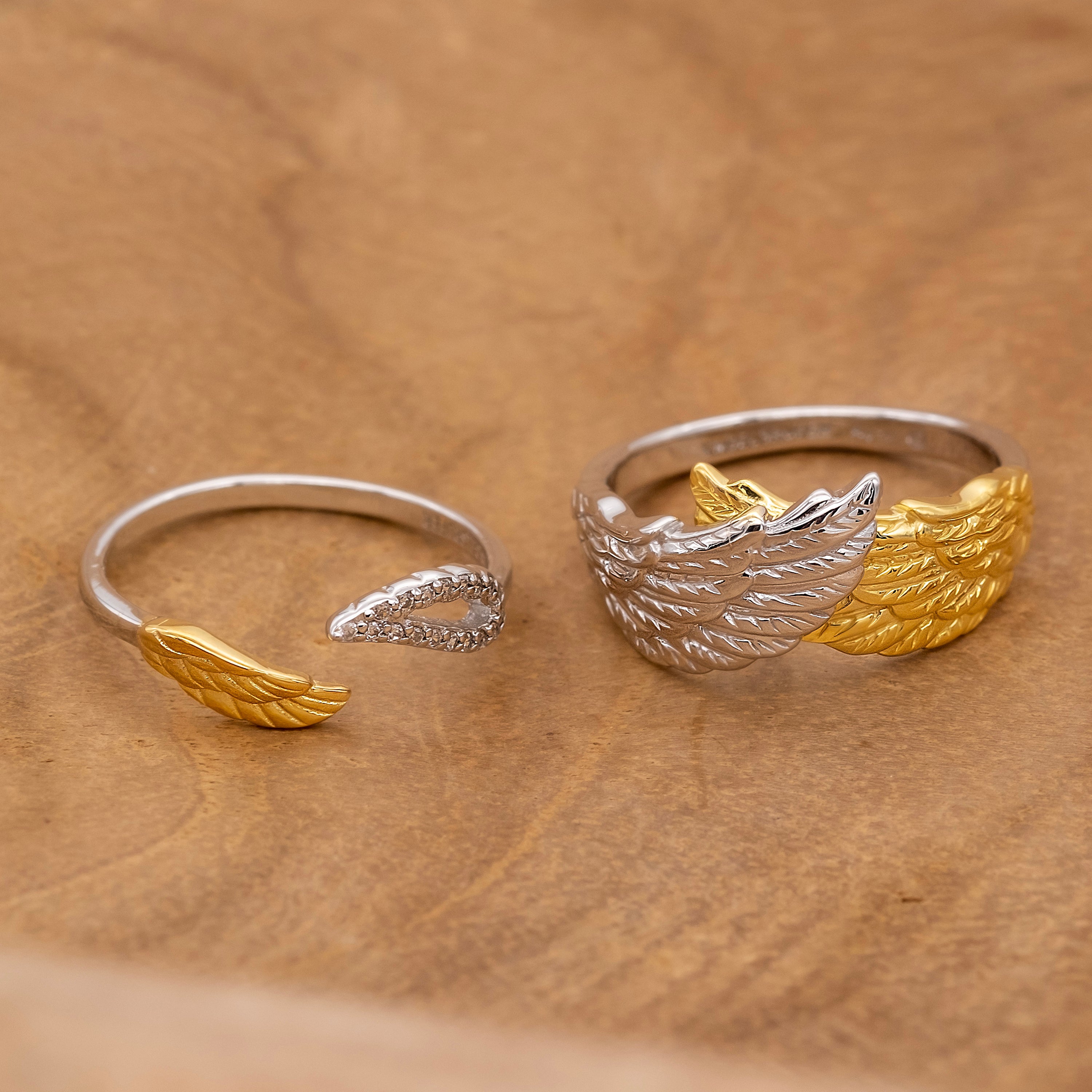 Engelsrufer Flügel Bicolor anello argento regolabile ala