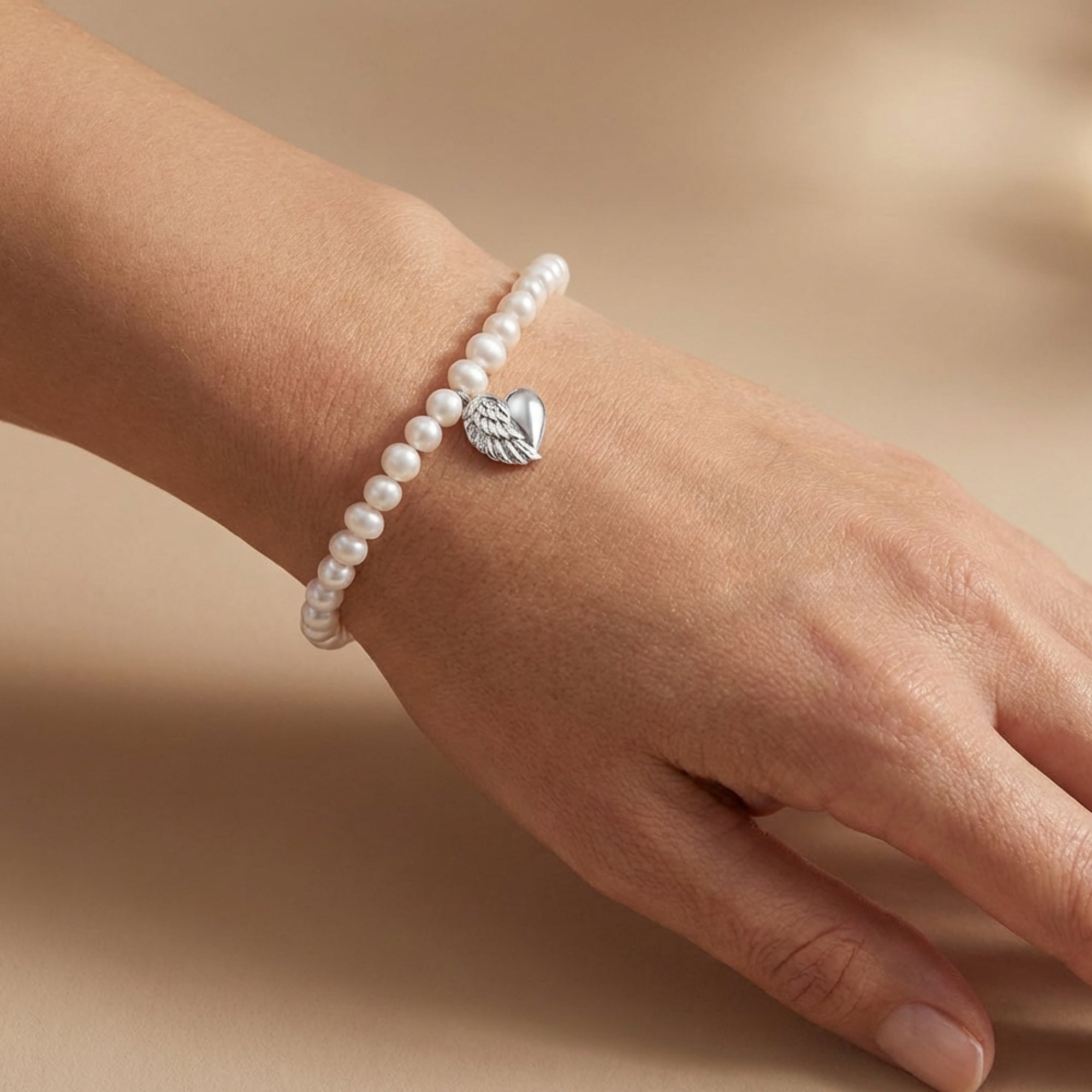 Engelsrufer Bracciale Perle Cuore Ali Argento 925