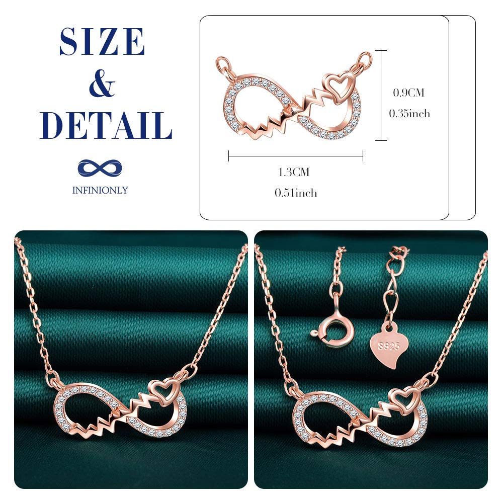 INFINIONLY Fashion Necklaces collana infinito argento oro rosa cuore