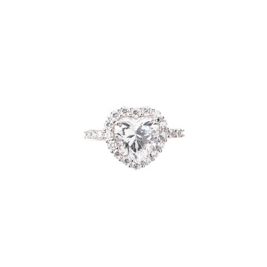 Chic Ad Hoc Anello cuore corona zirconi brillanti