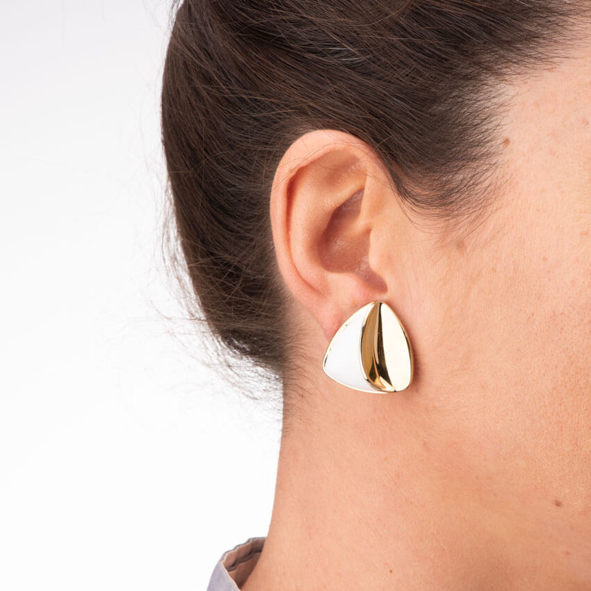 Chic Ad Hoc Orecchini clip vela oro e bianco
