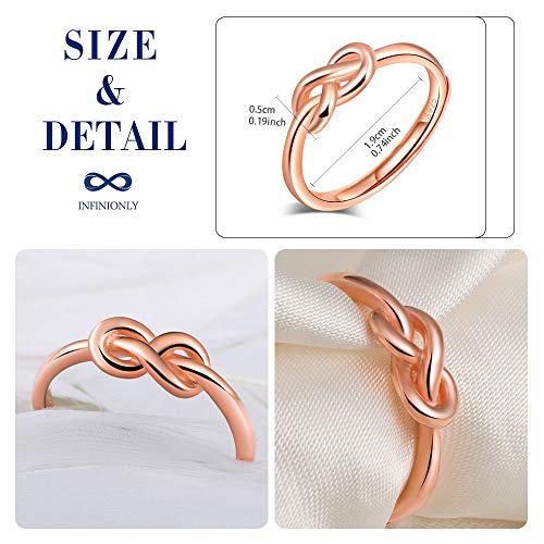 INFINIONLY Anello Infinito Argento 925 Oro Rosa Regolabile Donna