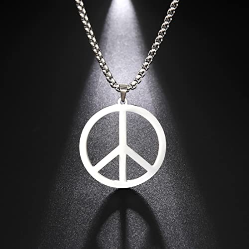EUEAVAN Necklaces collana segno pace rotonda argento