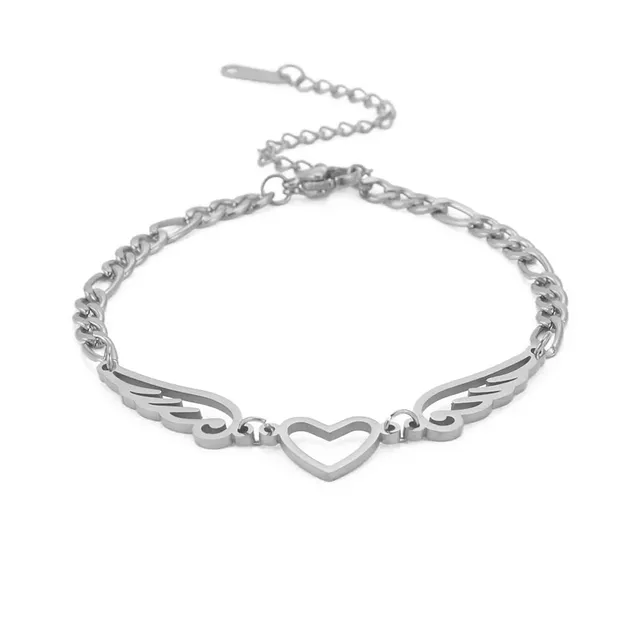 Eueavan Bracelets bracciale acciaio cuore angelo argento