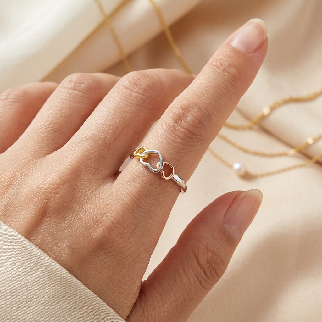 Engelsrufer With Love anello argento 925 tricolore 3 cuori