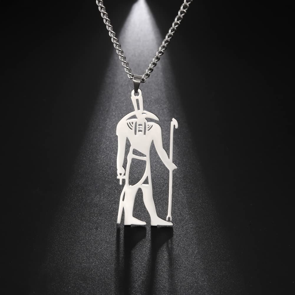 EUEAVAN Necklaces collana acciaio dio Seth argento