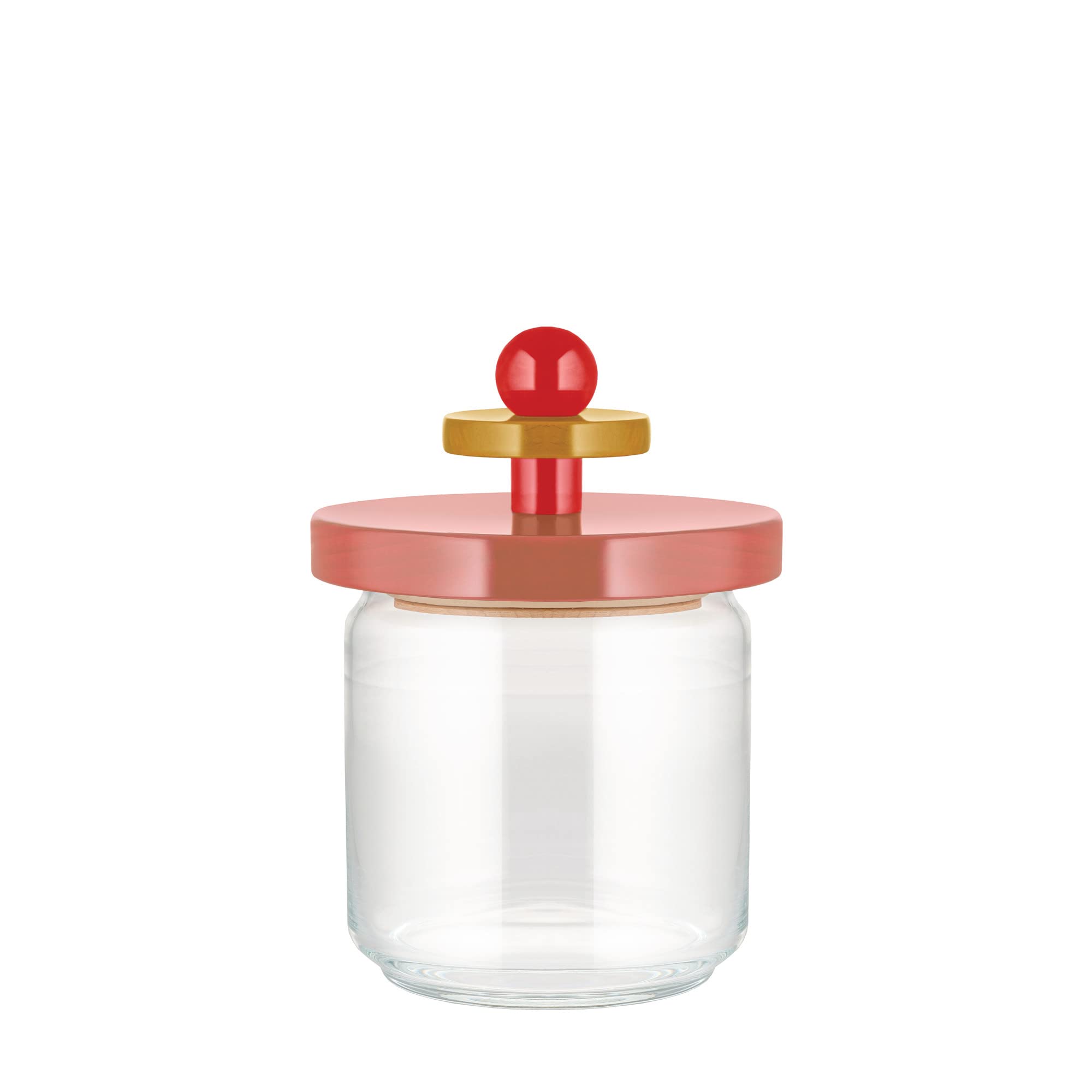 Alessi ES16/75 2 barattolo vetro rosa coperchio faggio
