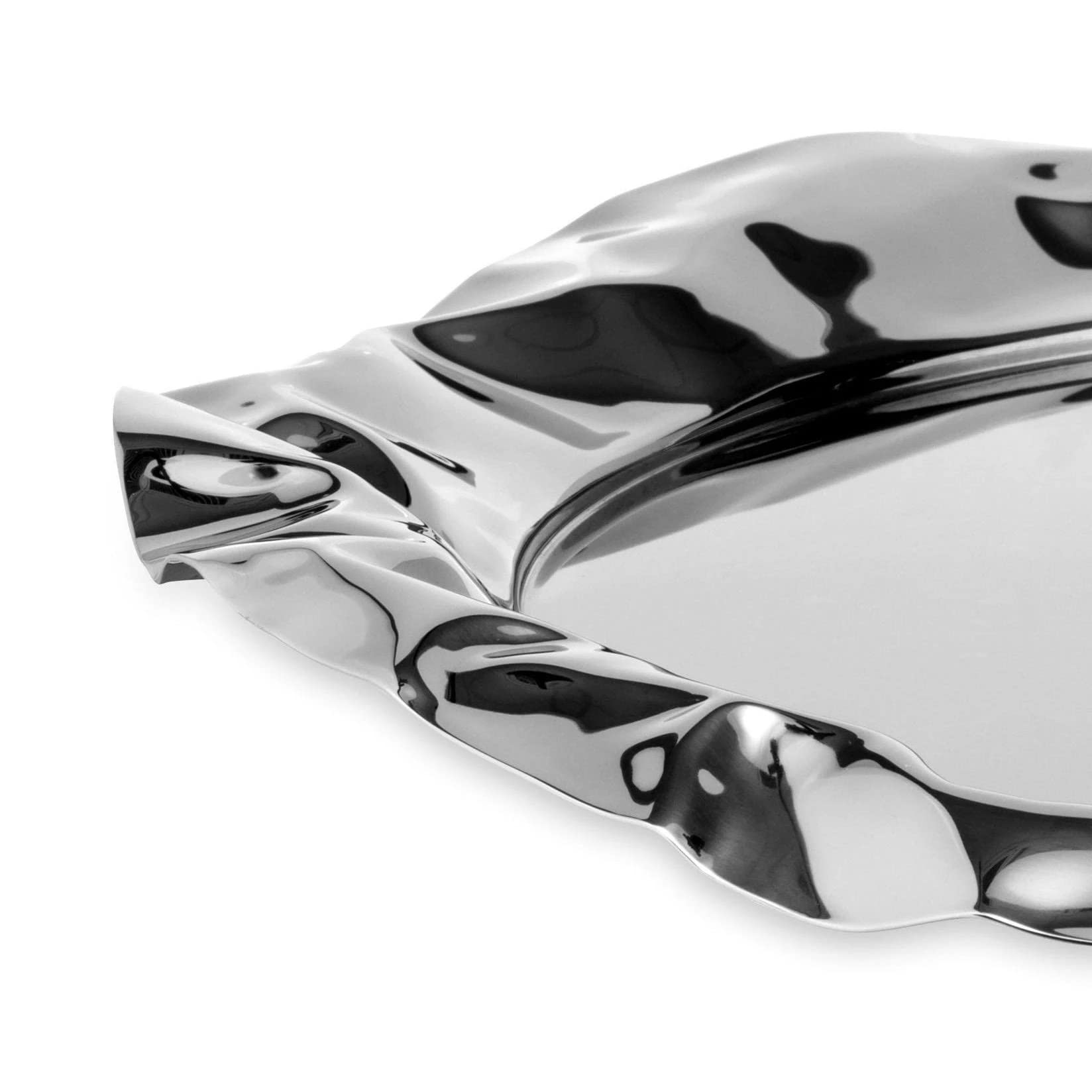 Alessi Foix 90039 Vassoio Acciaio 44 cm Bordo Ondulato