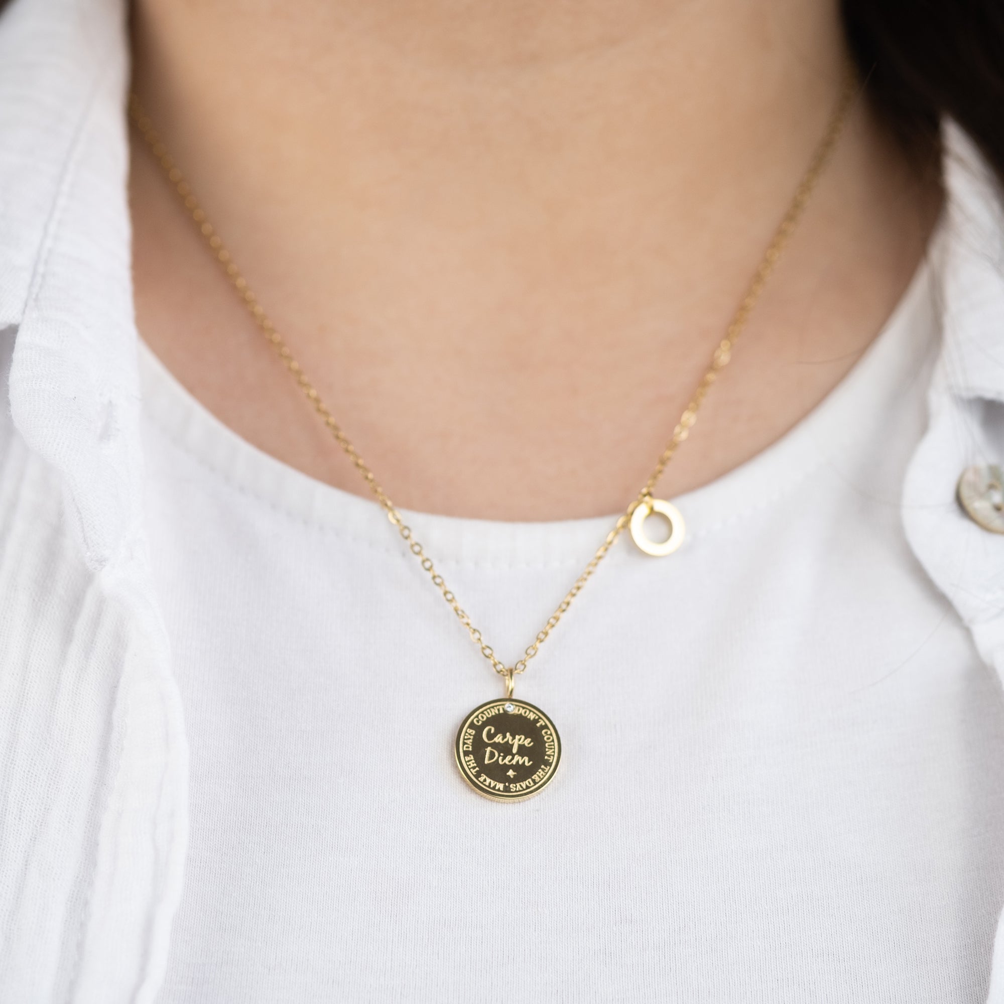 MySteel Carpe Diem collana oro acciaio con biglietto
