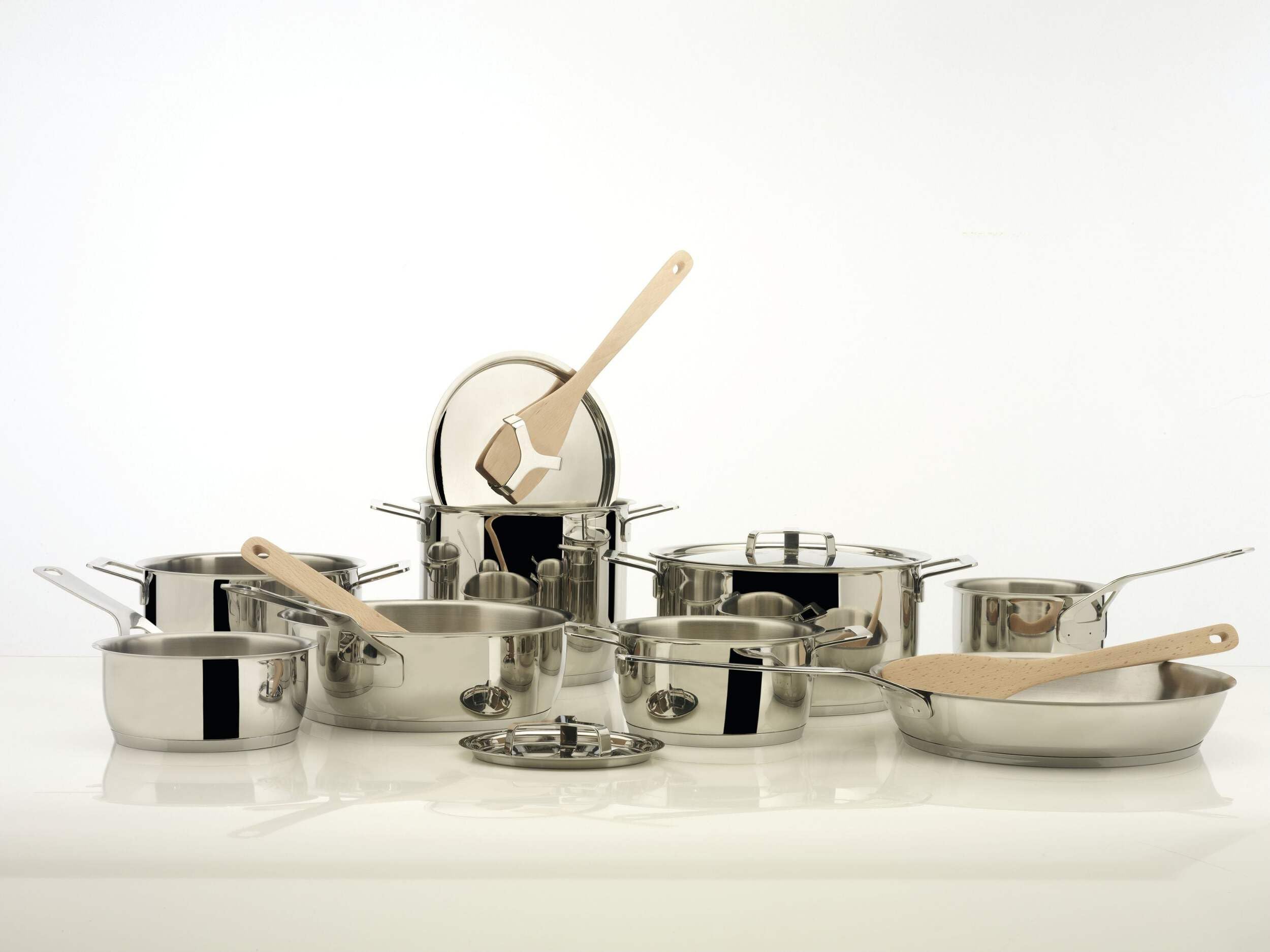 Alessi AJM100S9 set pentole acciaio 9 pezzi lucido