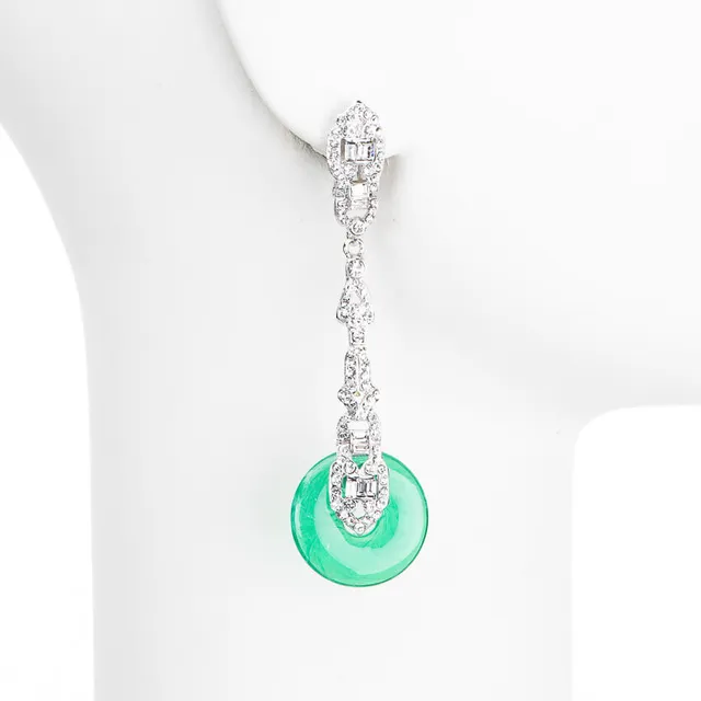 Chic Ad Hoc Orecchini clip liberty argento verde smeraldo