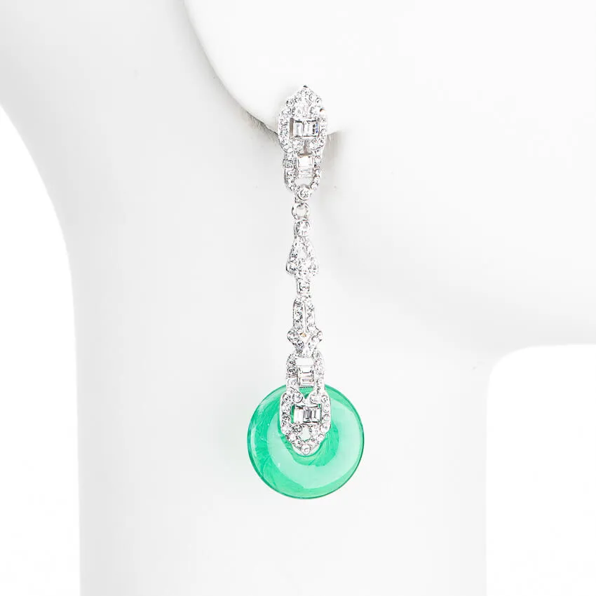 Chic Ad Hoc Orecchini clip liberty argento verde smeraldo