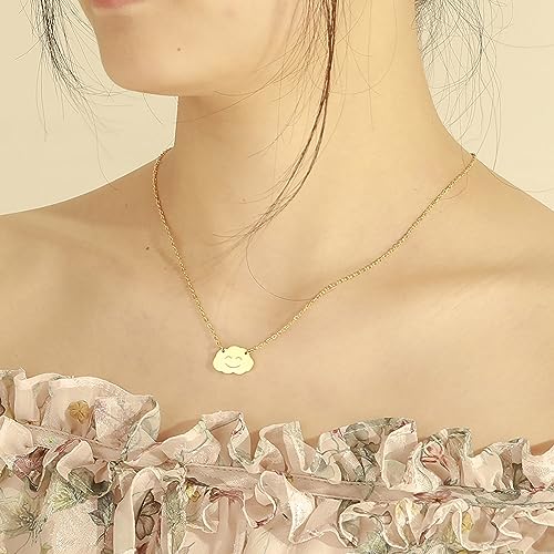 EUEAVAN Necklaces collana nuvola smiley acciaio minimal
