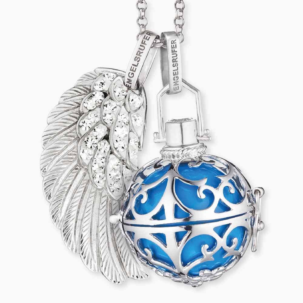 Engelsrufer Flügel Ciondolo Argento 925 Cristalli Taglia M