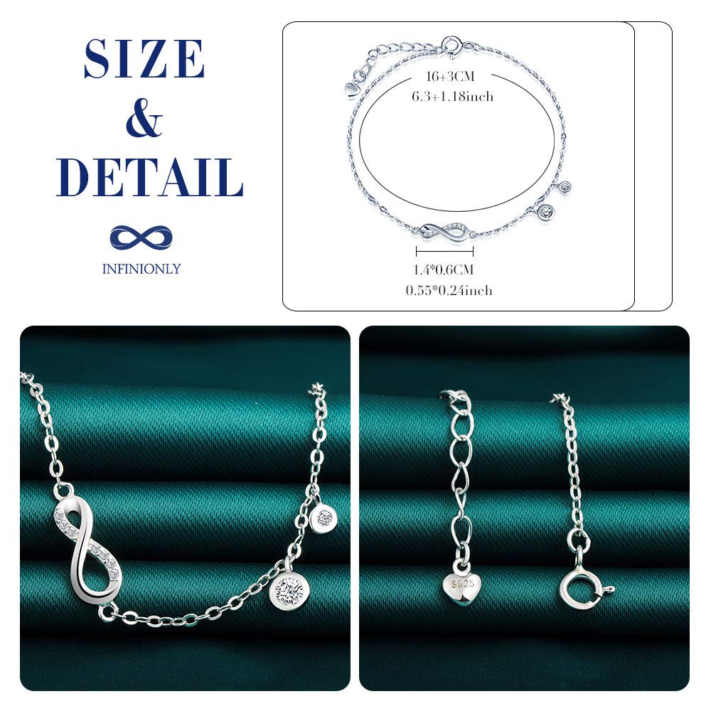 INFINIONLY Fashion Bracciale Infinito Argento 925 Regolabile