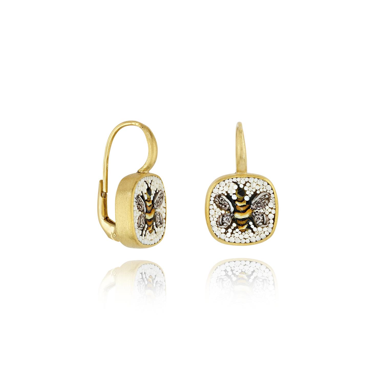 Le Sibille Honey Bee Orecchini oro giallo 18ct mosaico