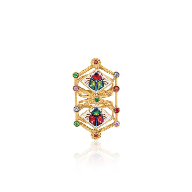 Le Sibille Aton Ra Anello in oro 18 ct con rubini e zaffiri