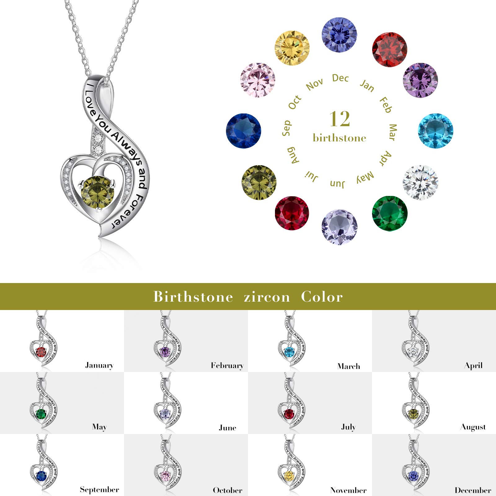 Jessemade Gioielli Collana Cuore Argento 925 Zirconi Mamma