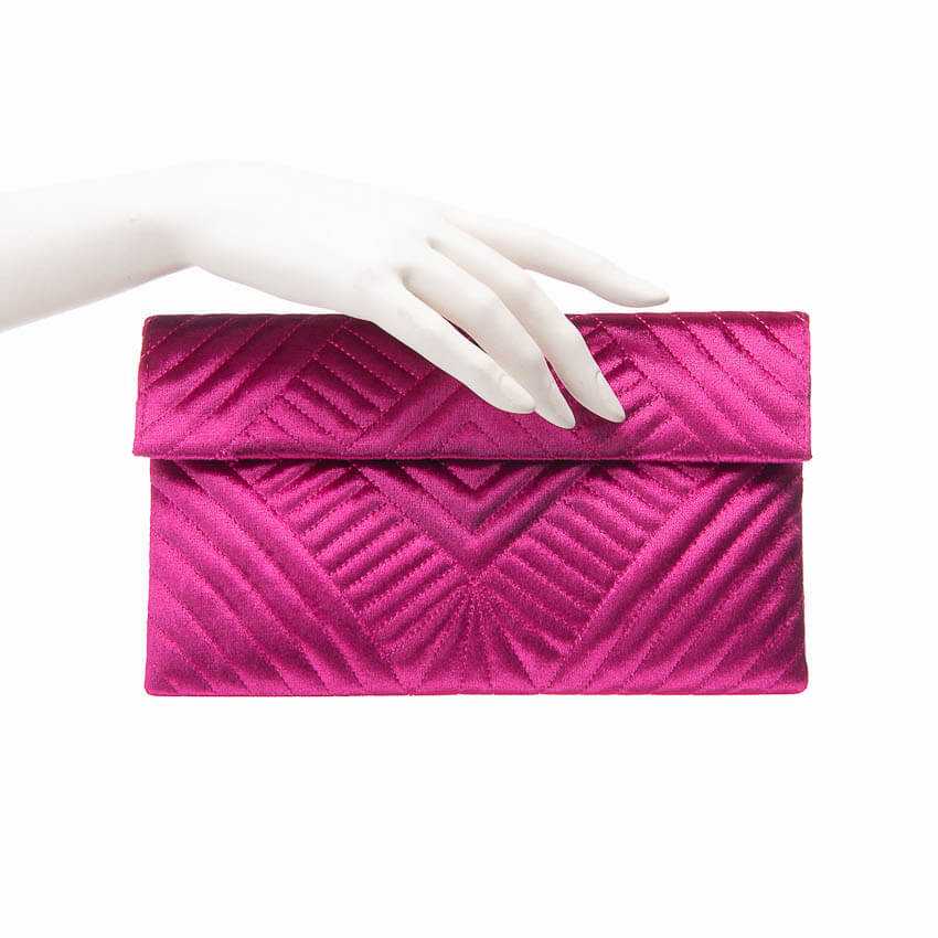 Chic Ad Hoc Pochette velluto trapuntato fuxia clutch