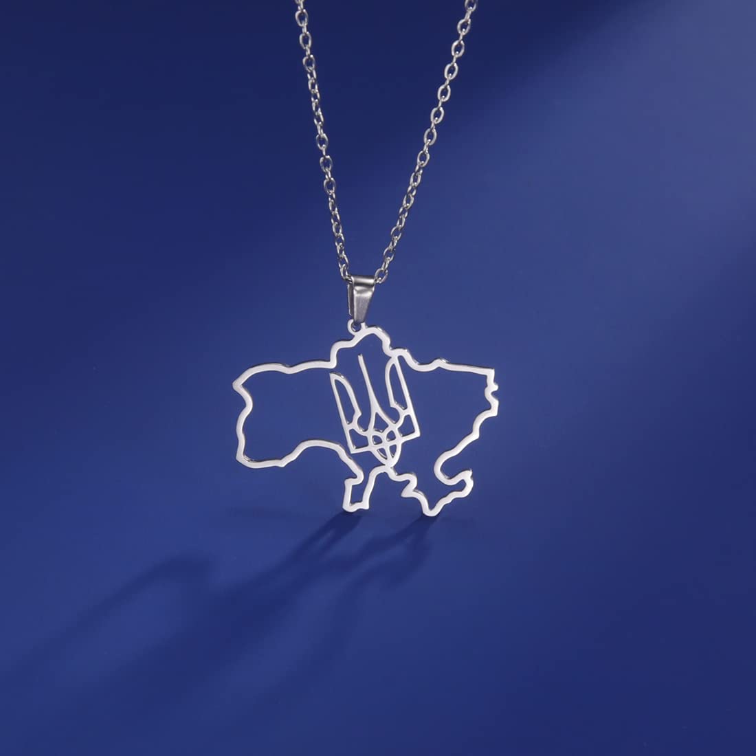 EUEAVAN mappa Ucraina collana acciaio silver3 patriottica