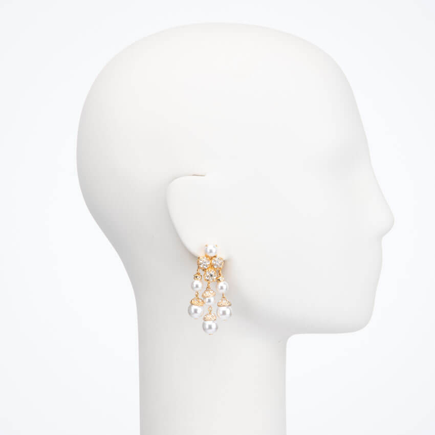 Chic Ad Hoc Orecchini clip perle oro cristalli
