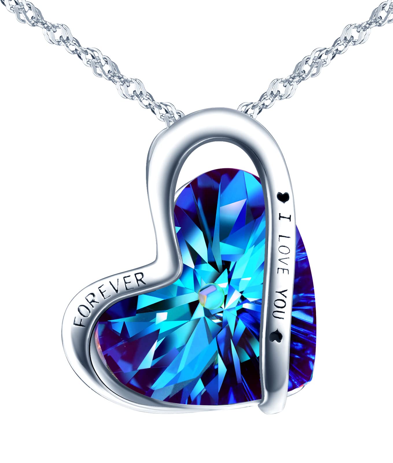 INFINIONLY Cuore dell'Oceano collana cuore argento viola 45 cm