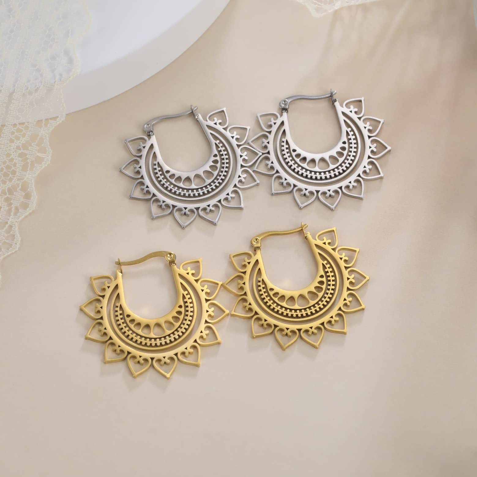 EUEAVAN Earrings orecchini girasole pendenti acciaio