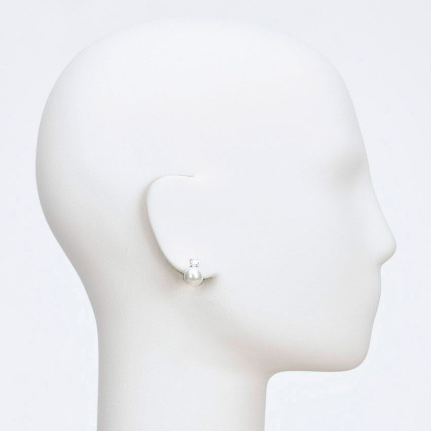 Chic Ad Hoc Orecchino clip perla 10mm zircone bianco