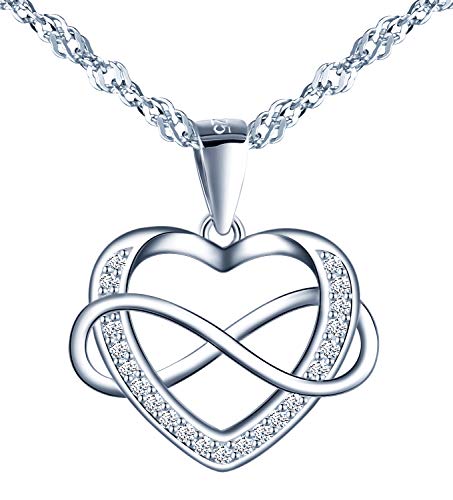 INFINIONLY Fashion Necklaces collana mini cuore infinito argento zirconi