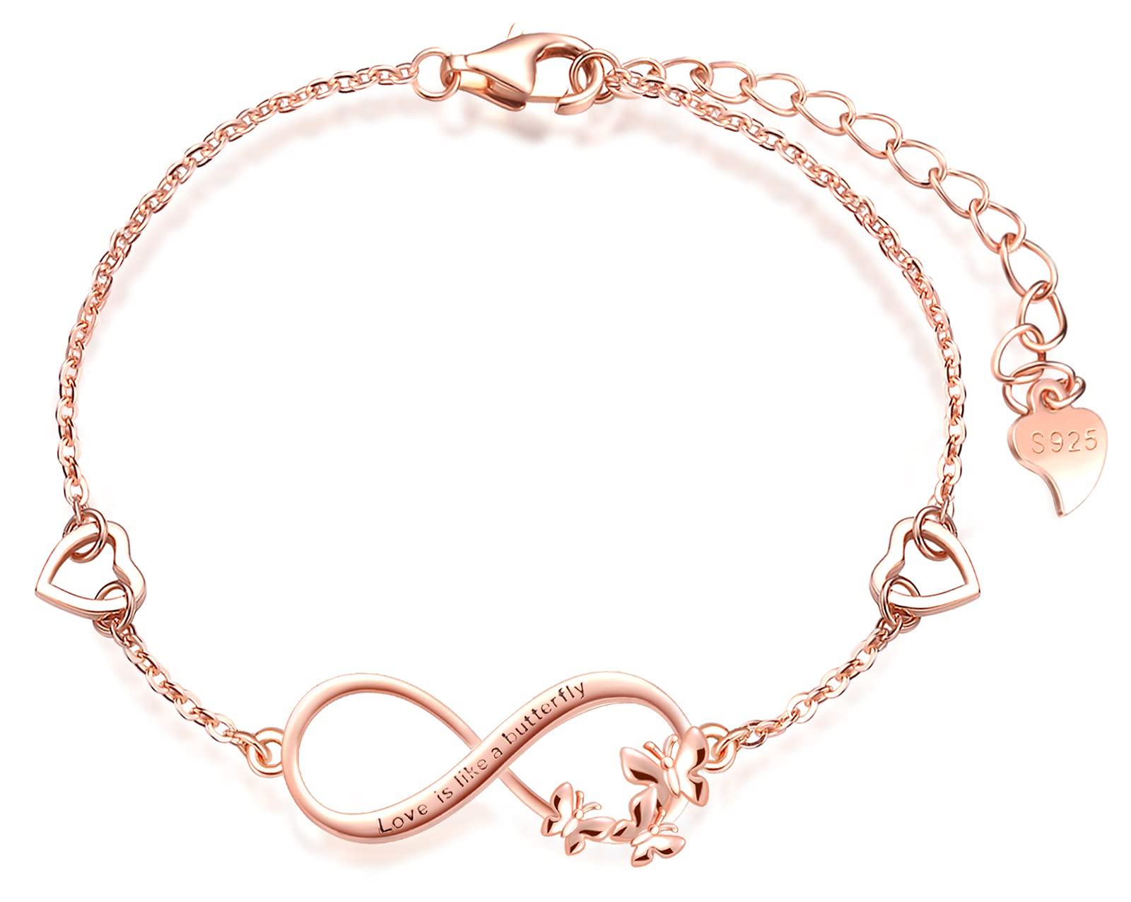 INFINIONLY Fashion Necklaces collana infinito farfalla oro rosa