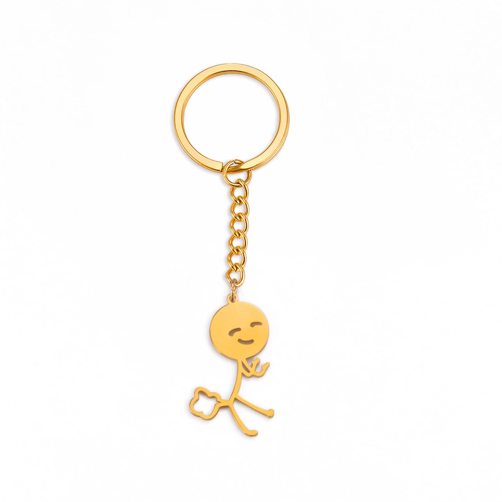 Eueavan Keyrings portachiavi dito medio argento smile