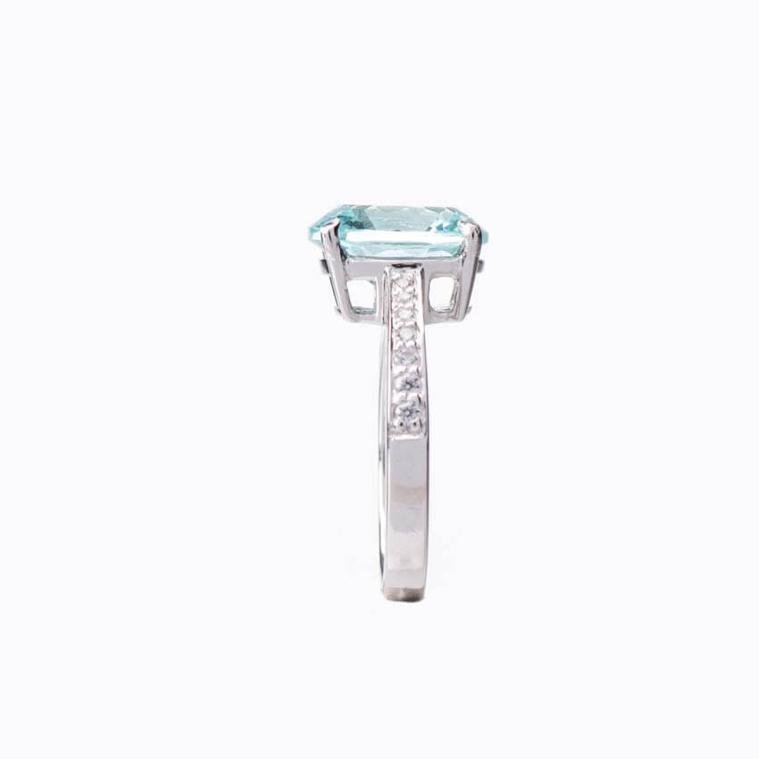 Chic Ad Hoc Anello argento acquamarina gambo zirconi