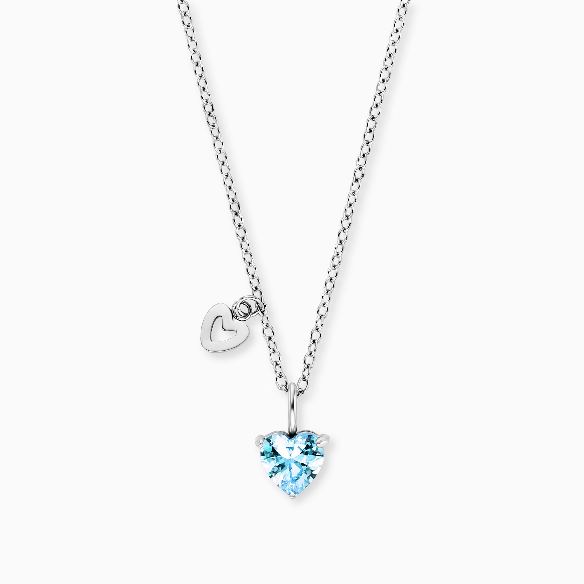 Engelsrufer Collana Bambina Acciaio Cuore Blu Zirconi
