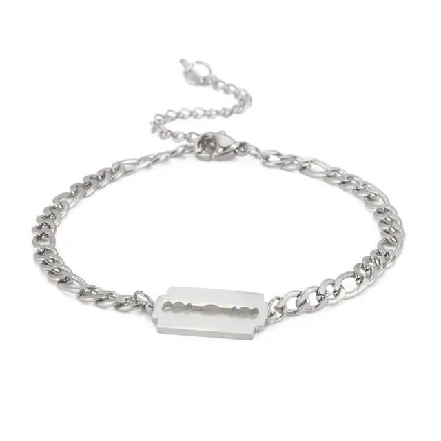 EUEAVAN Bracelets bracciale lama di rasoio acciaio argento