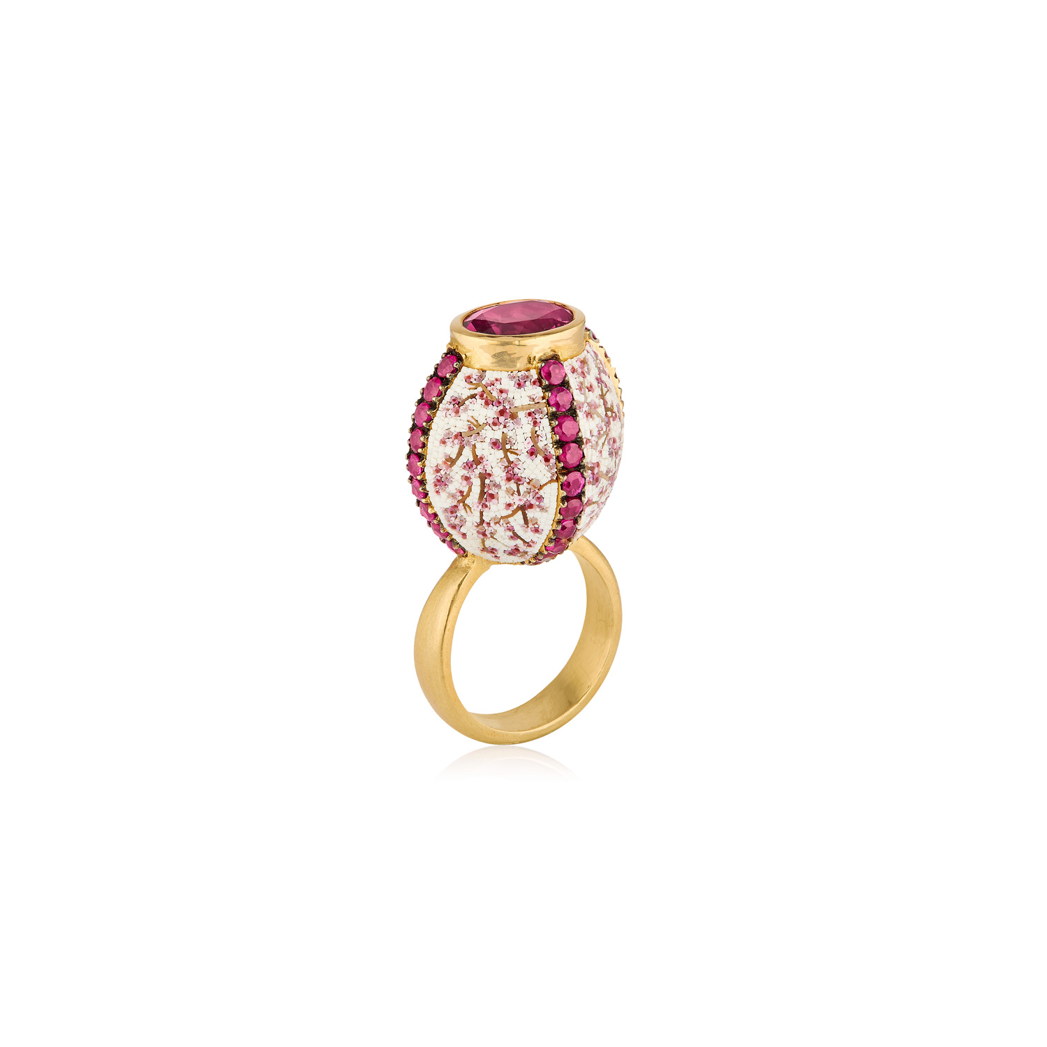 Le Sibille Bell Anello rubini rodolite mosaico