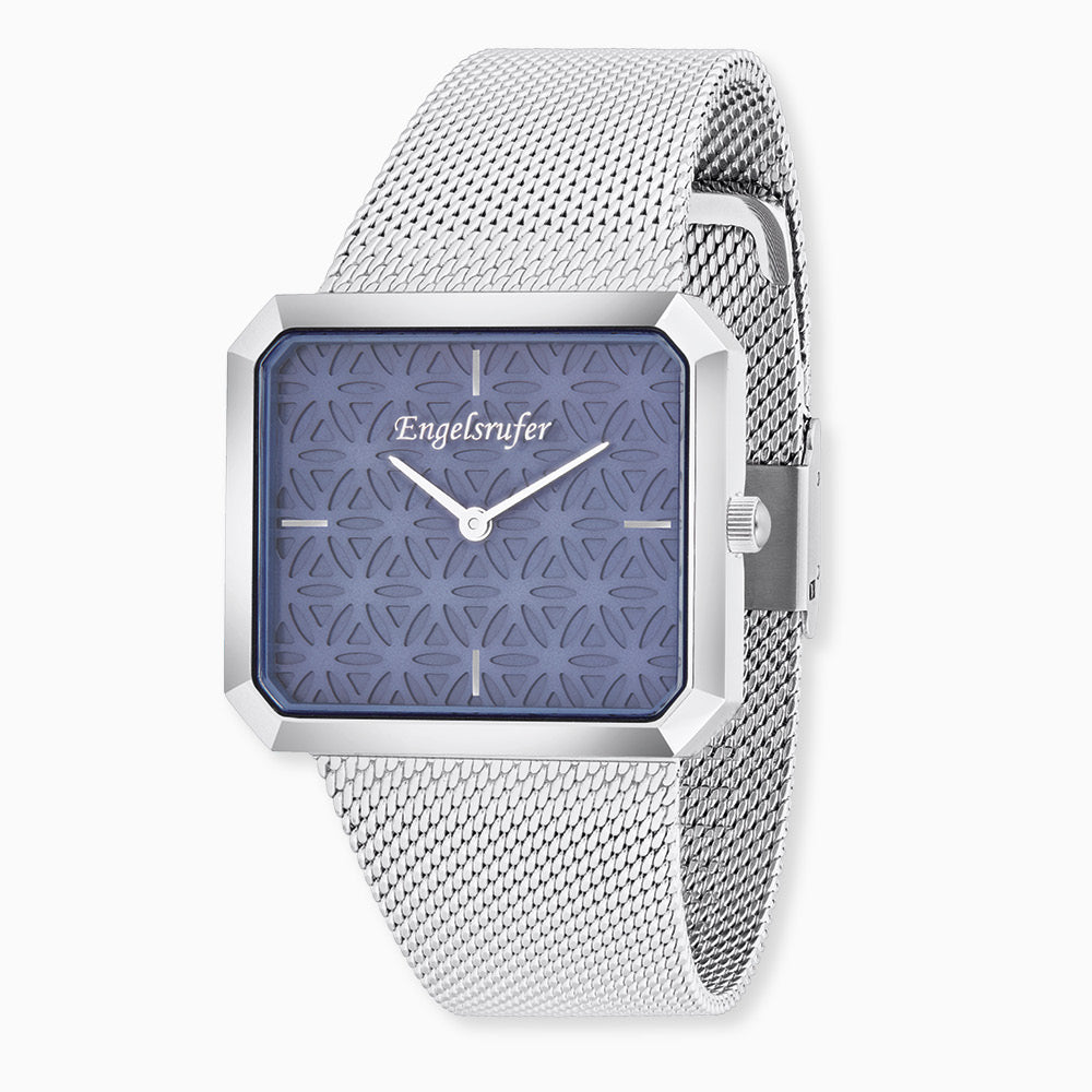 Engelsrufer Uhren Lebensblume orologio acciaio blu mesh