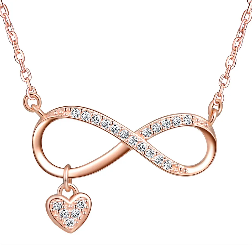 Infinionly Collana Infinito Argento 925 Cuore Oro Rosa