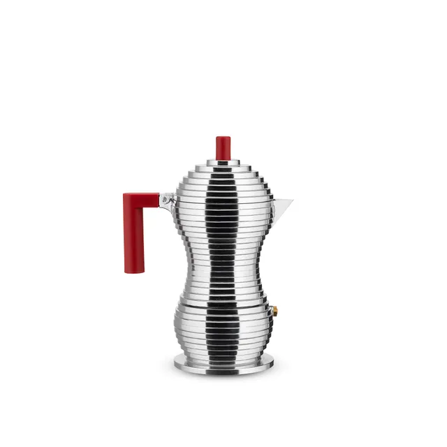 Alessi Pulcina Caffettiera Moka 3 Tazze Rossa Alluminio