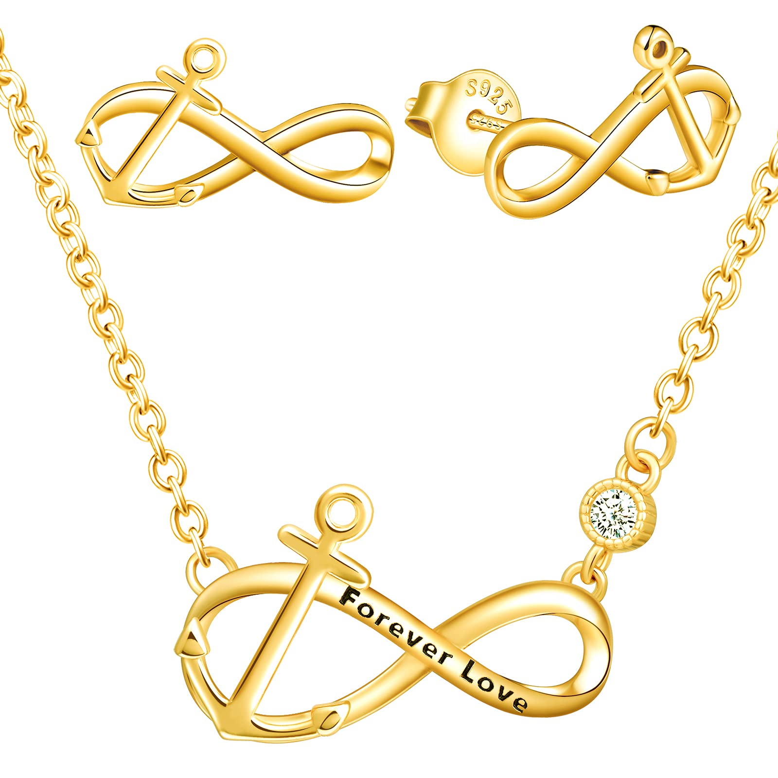INFINIONLY Fashion Collana infinito oro donna argento 925
