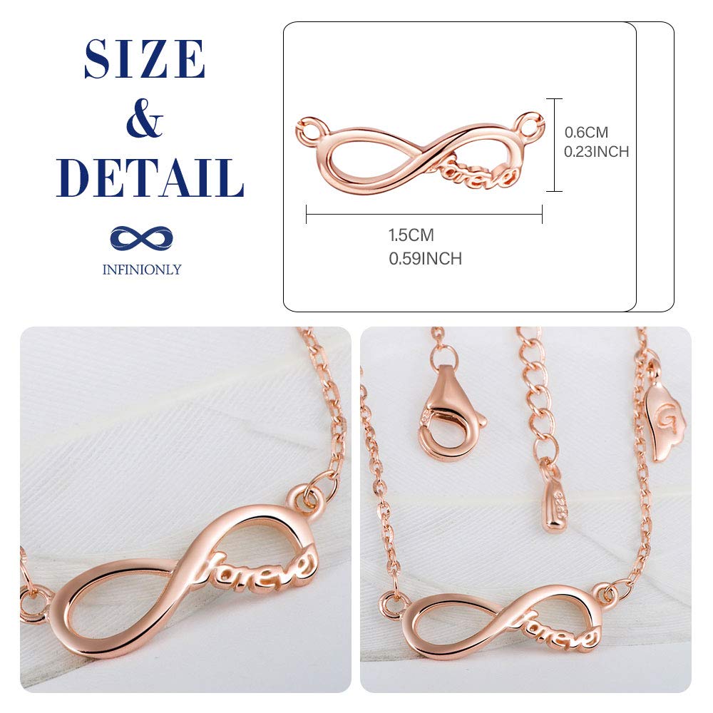 INFINIONLY Fashion Necklaces collana mini infinito oro rosa 925