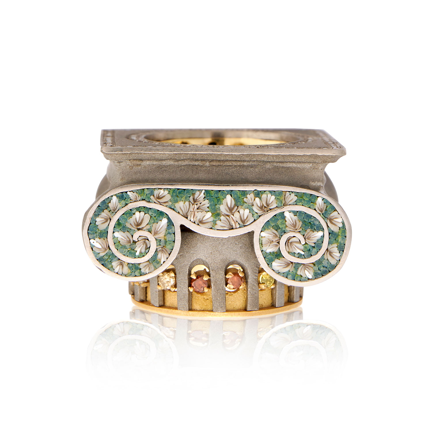 Le Sibille Capitello anello titanio oro diamanti