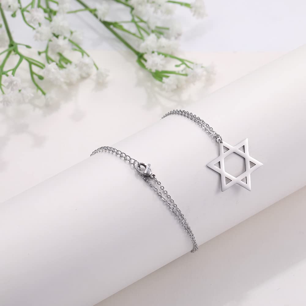 Eueavan Necklaces collana stella David argento acciaio