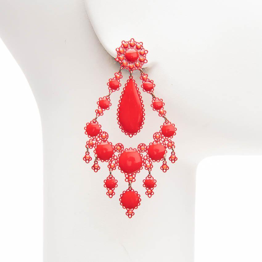 Chic Ad Hoc Orecchini Chandelier Gocce Rosso Geranio