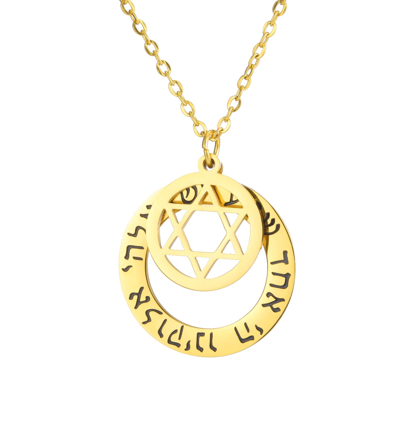 EUEAVAN Necklaces B-Hebrew collana stella di Davide shema